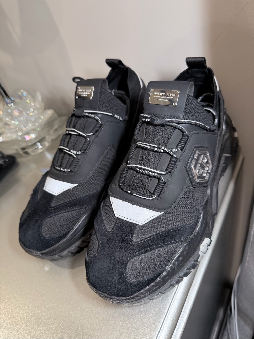 Philipp Plein Black and White Runner Sneakers